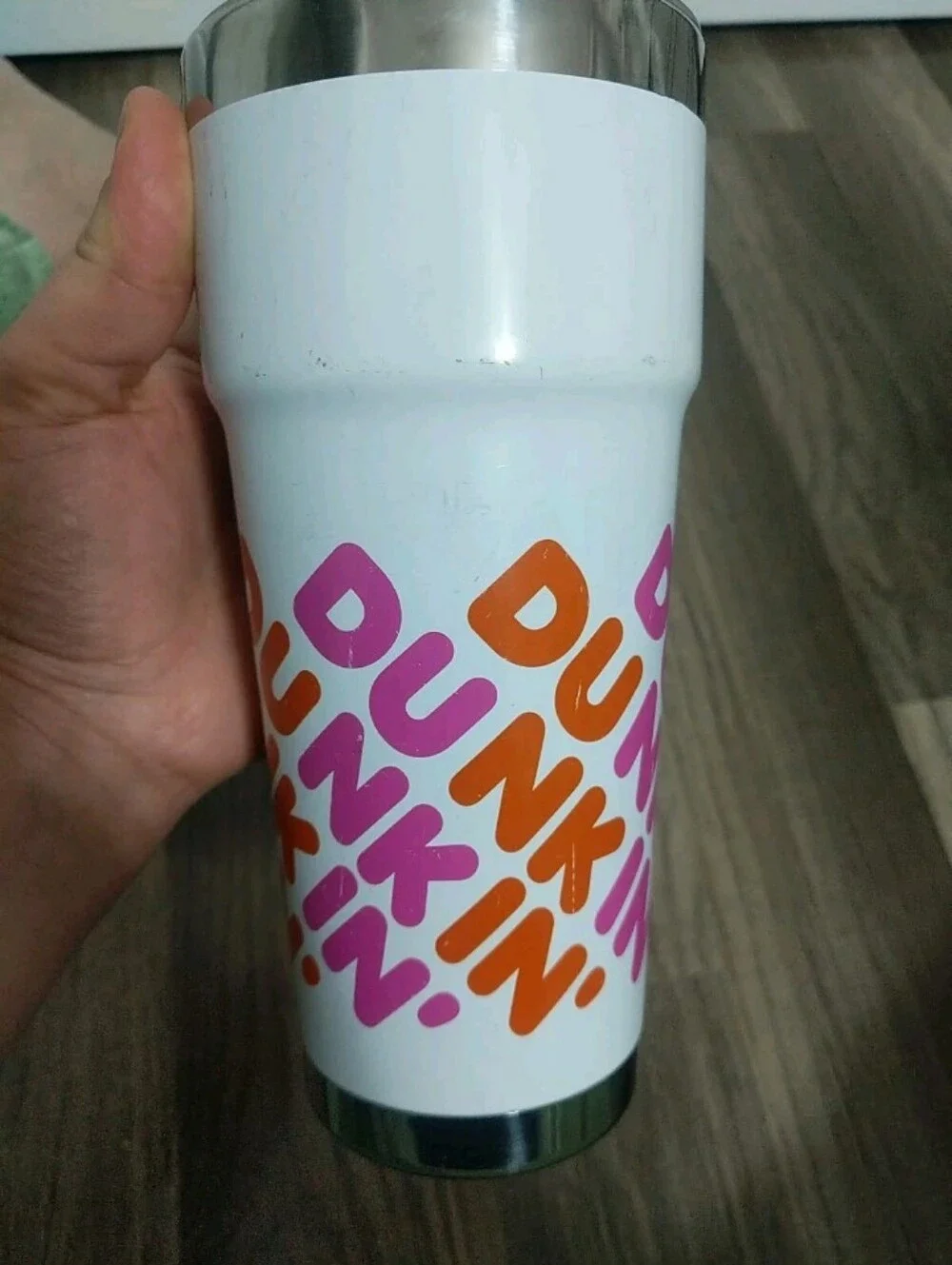 2019 Dunkin Donuts 24 oz White Stainless Steel Insulated Travel Tumbler Mug Wcup